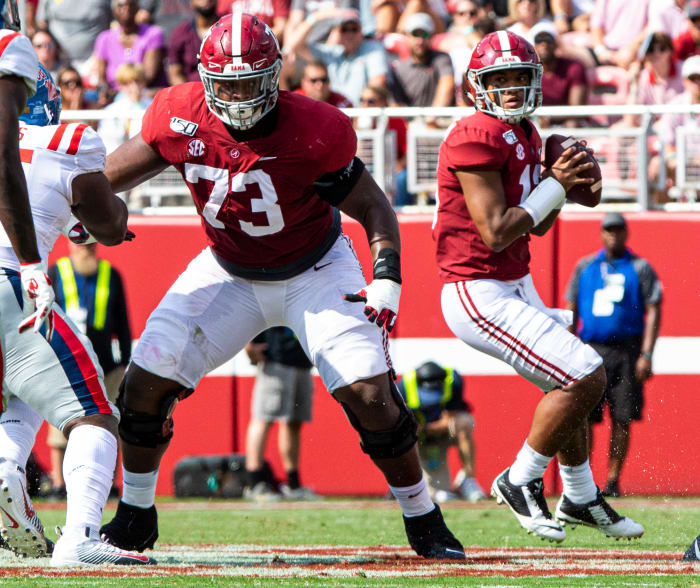 Evan Neal against Ole Miss
